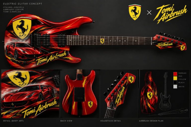 Bodi Gitar Listrik Bisa Jadi Kanvas Airbrush
